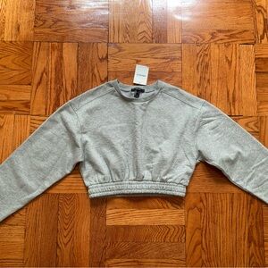 Forever 21 Gray Sweat Long Sleeve Crop Top NEW Summer Spring Chic Size Small